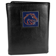 Boise St. Broncos Deluxe Leather Tri-fold Wallet Packaged in Gift Box